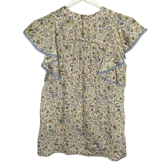 Sabina Musayev XS Mandy Top Sage Print Peplum Sleeve Floral Cottage - Picture 3 of 9